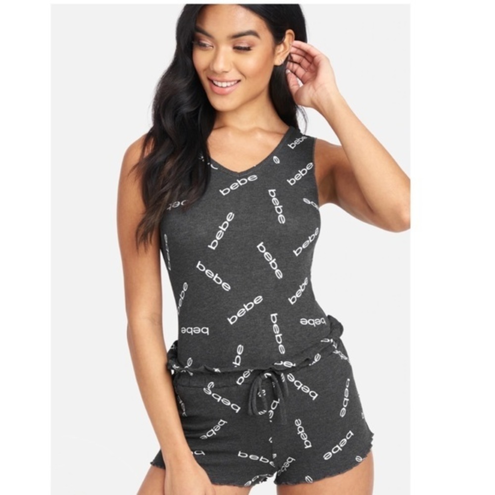 Bebe Logo Plus Size 2PC Pajama Set (1X)